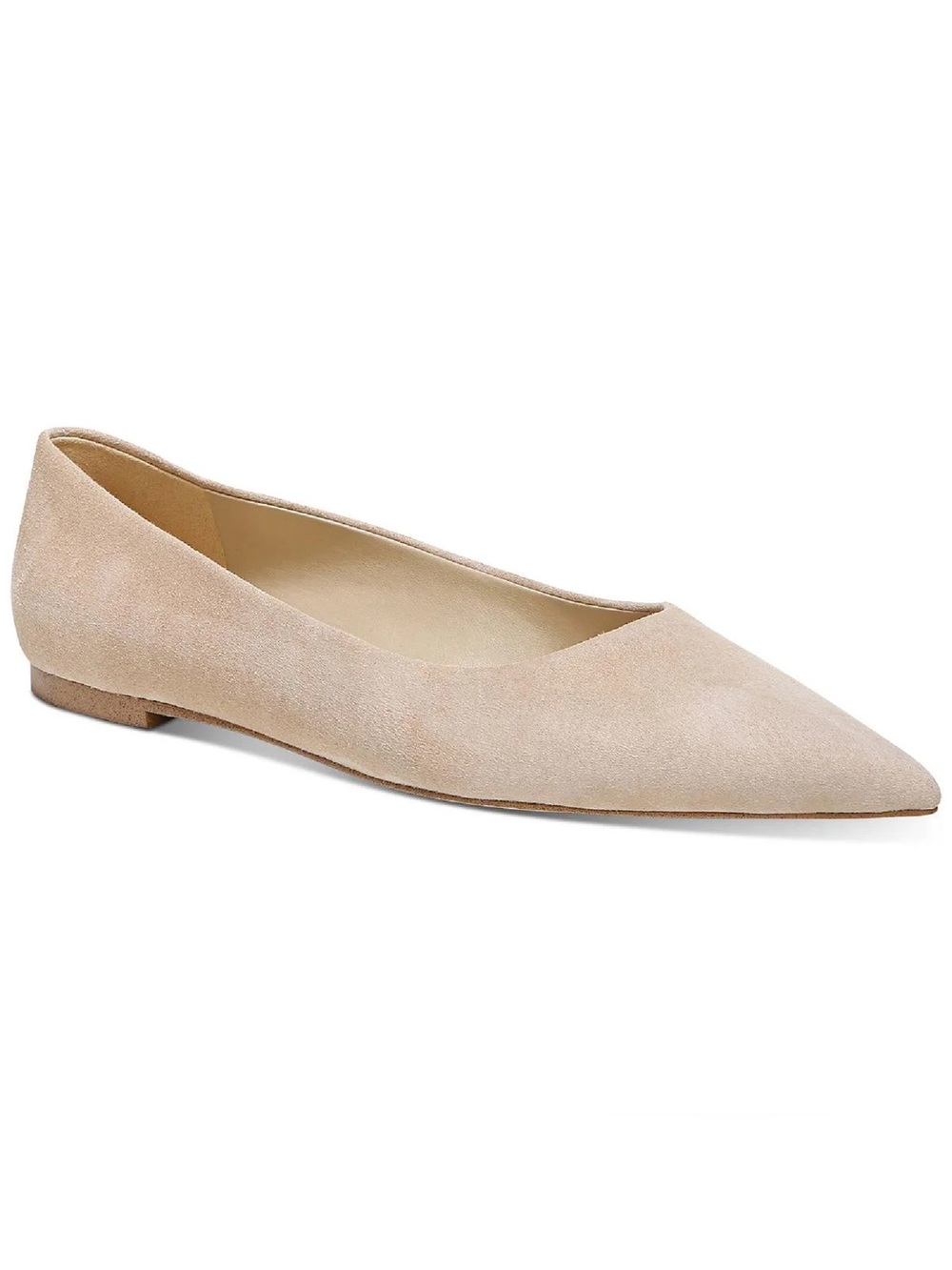 SAM EDELMAN Beige Pointed-Toe Suede Flats Womens Shoes
